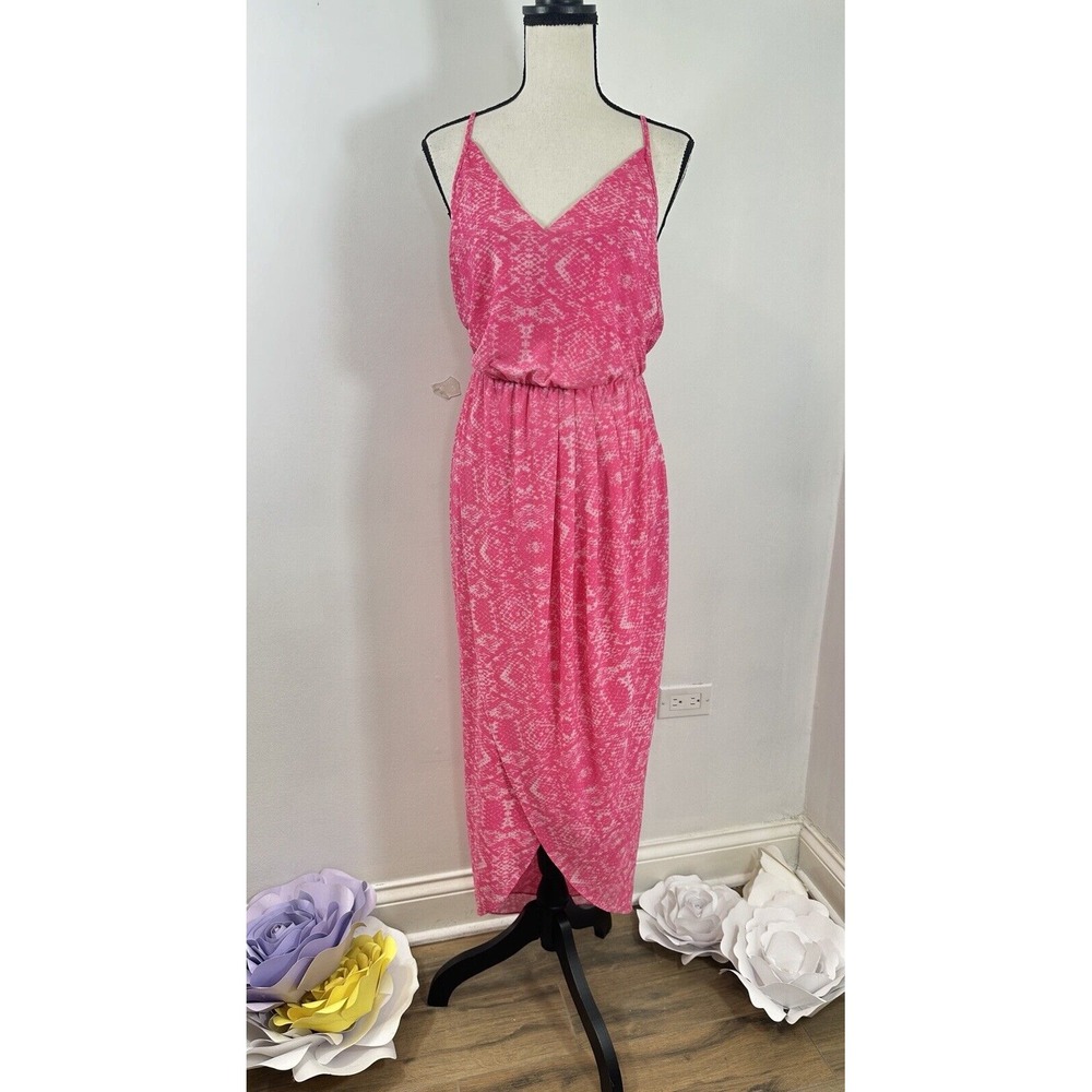 Amanda Uprichard Dress Fit & Flare Racerback Maxi Snakeskin Print Pink Womens Sm
